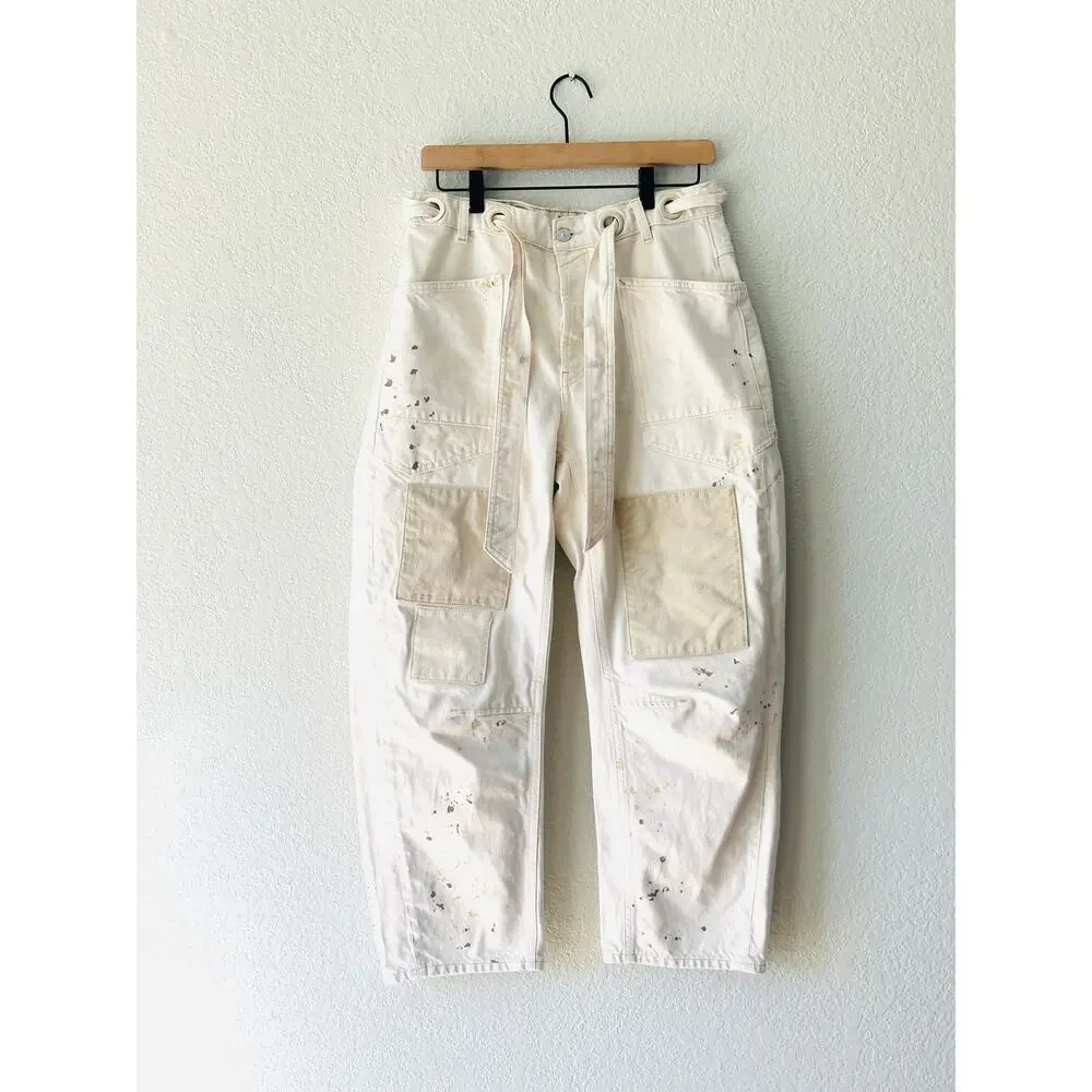 We The Free White Straight Leg Patch Pocket Pants - Picture 4 of 9